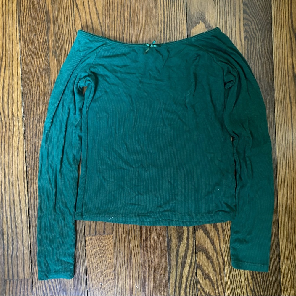 Art Class Teal Off-Shoulder Blouse